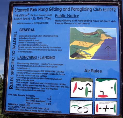 Stanwell Park flight rules sign